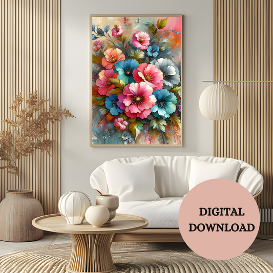Floral Bloom — Vibrant Botanical Digital Print