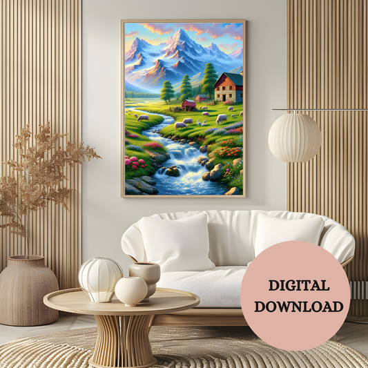 Peaceful Pastures & Mountain Bliss — Printable Wall Art