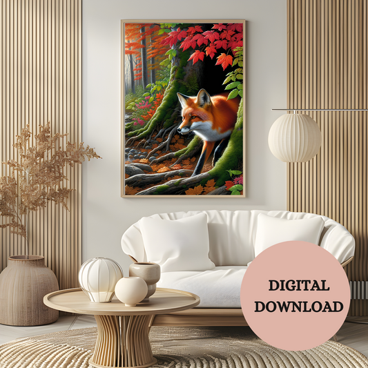 Autumn Fox in the Forest — Printable Wall Art