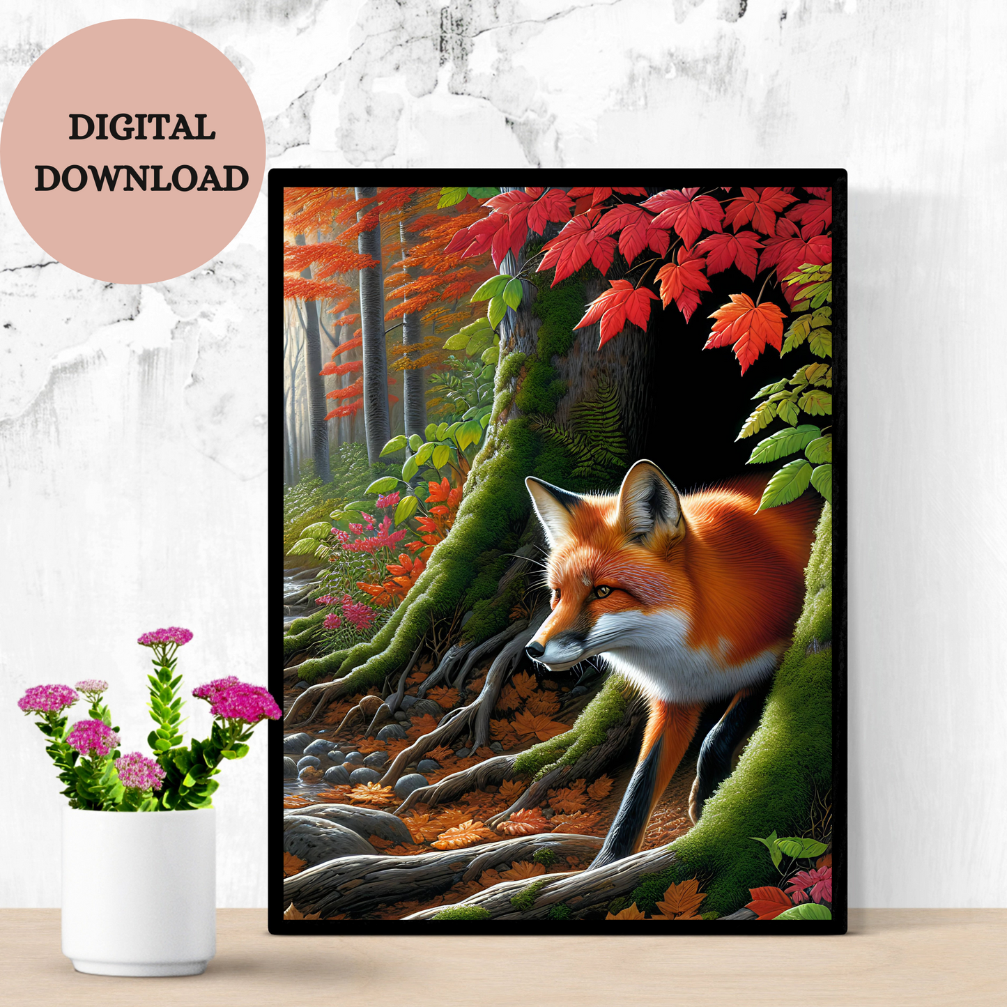 Autumn Fox in the Forest — Printable Wall Art
