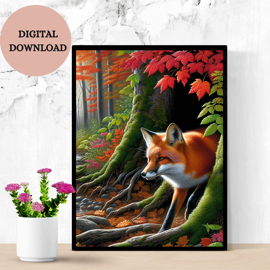 Autumn Fox in the Forest — Printable Wall Art