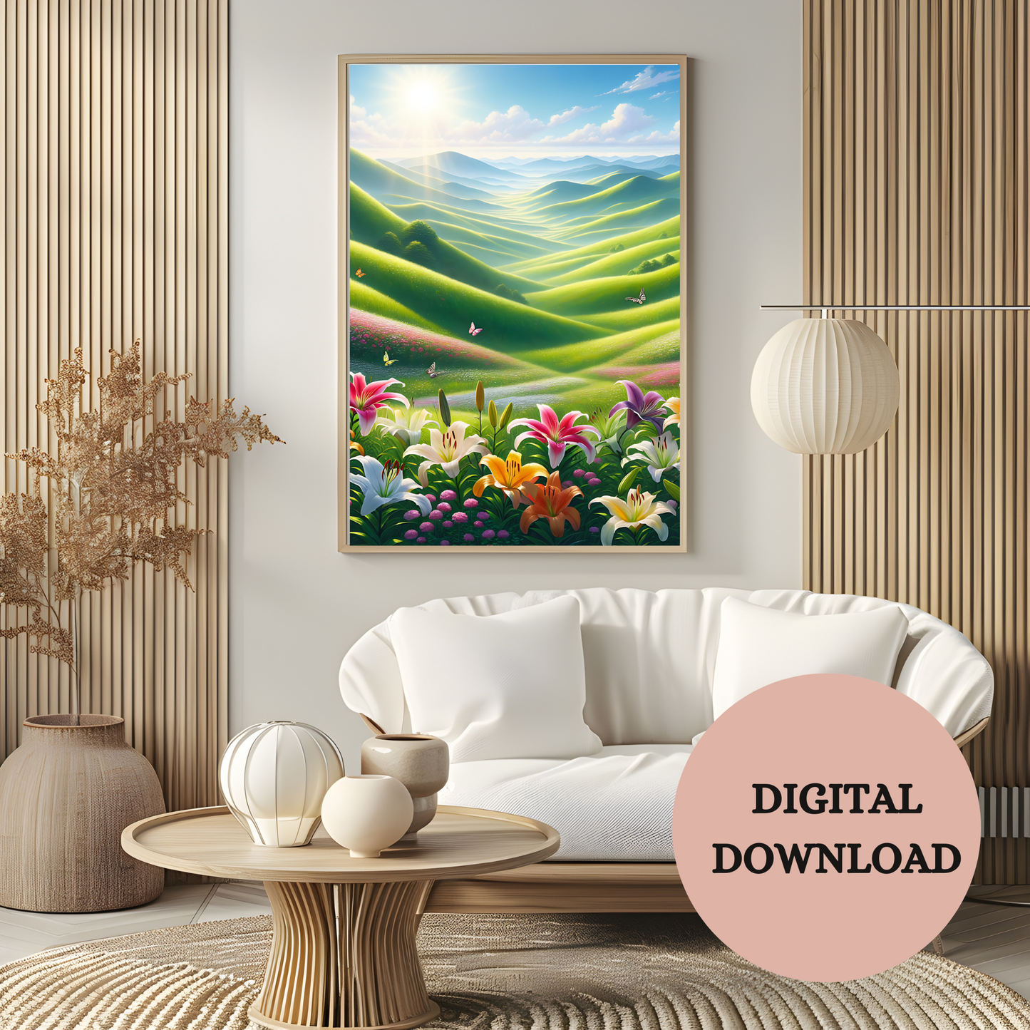 Floral Meadow Landscape — Printable Wall Art