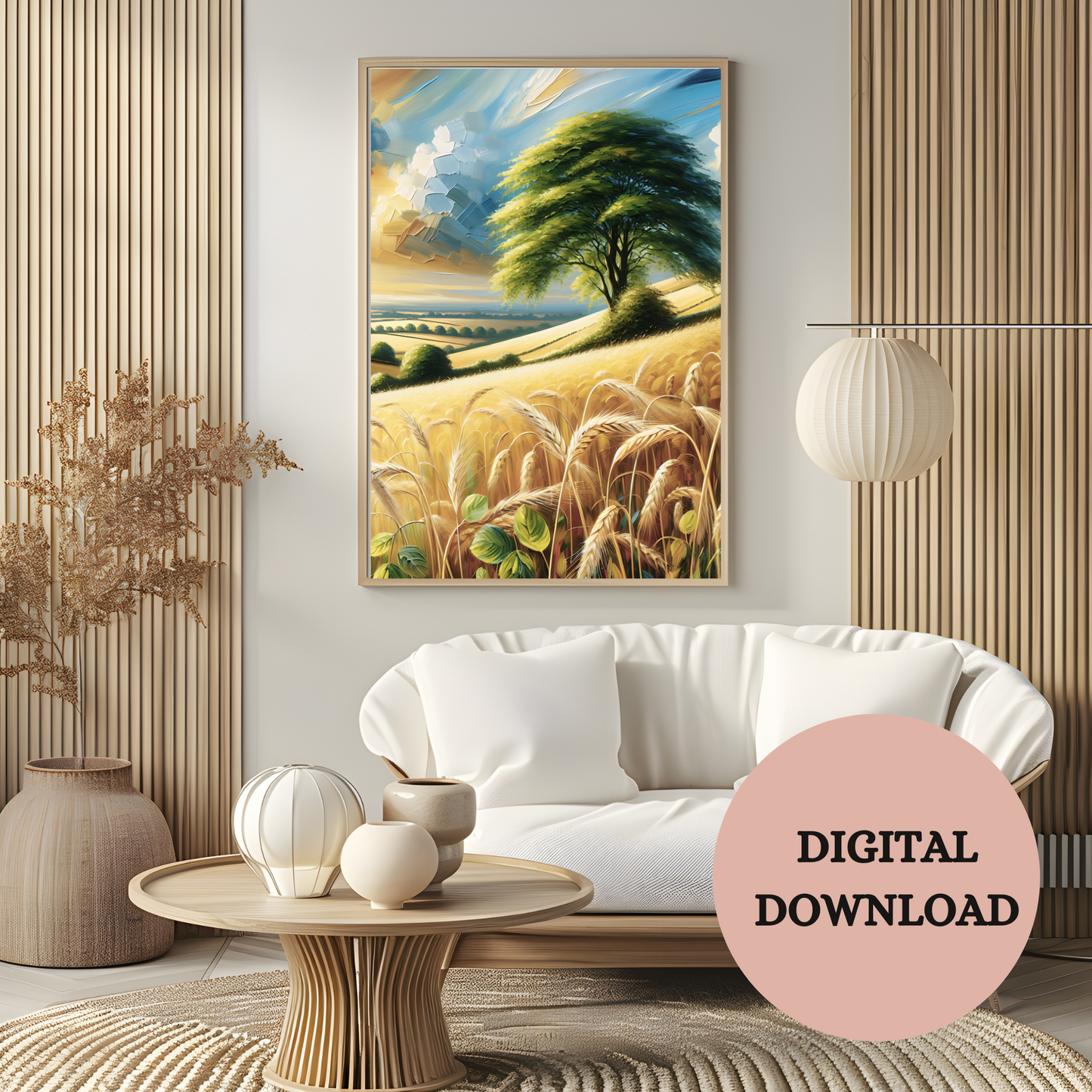 Golden Wheat Field Landscape — Printable Wall Art