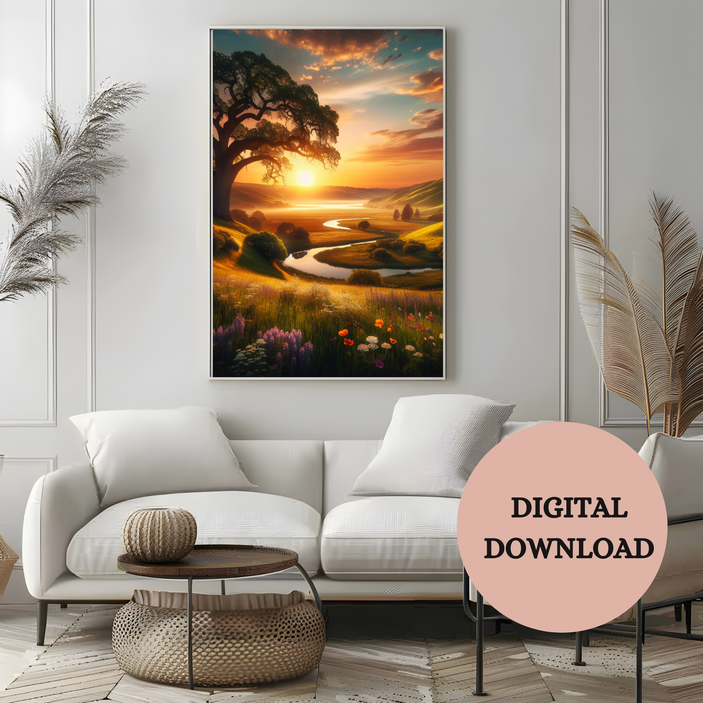 Golden Sunset Landscape — Printable Wall Art