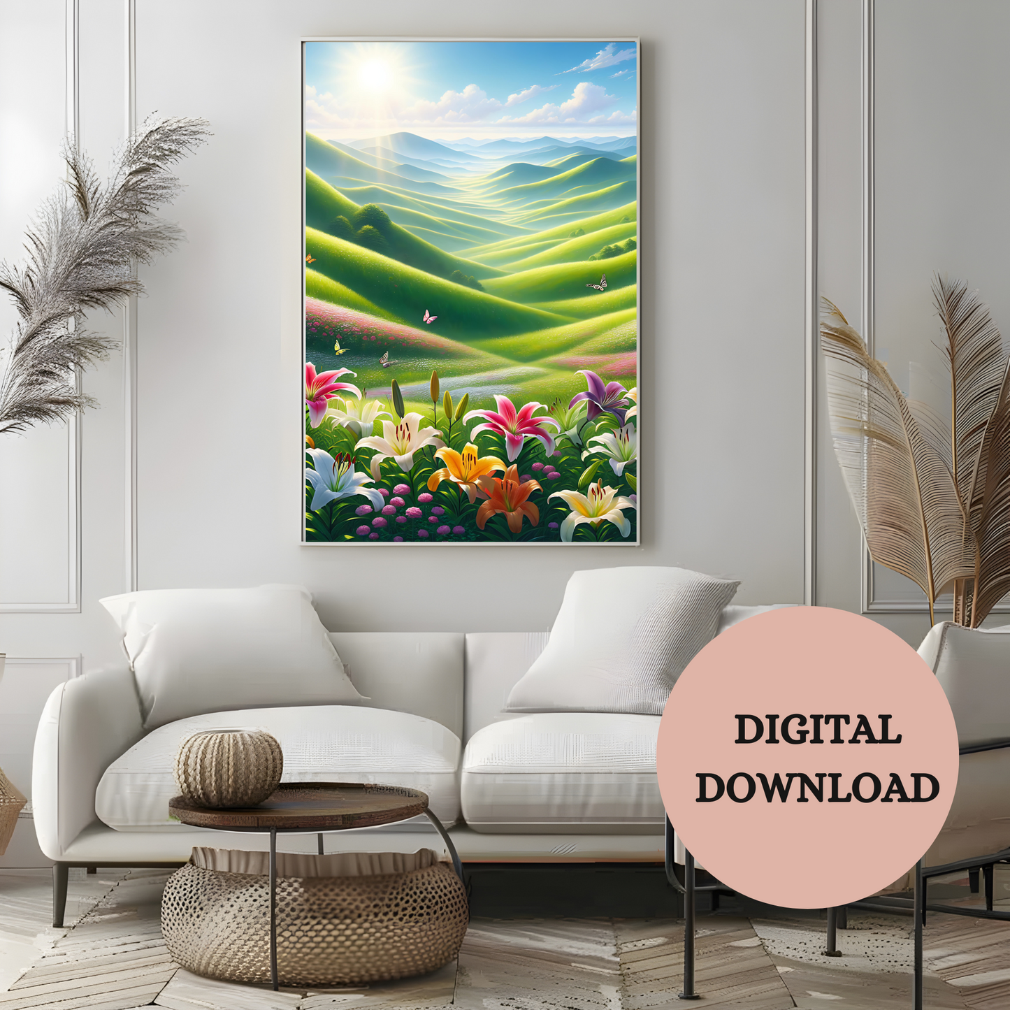 Floral Meadow Landscape — Printable Wall Art