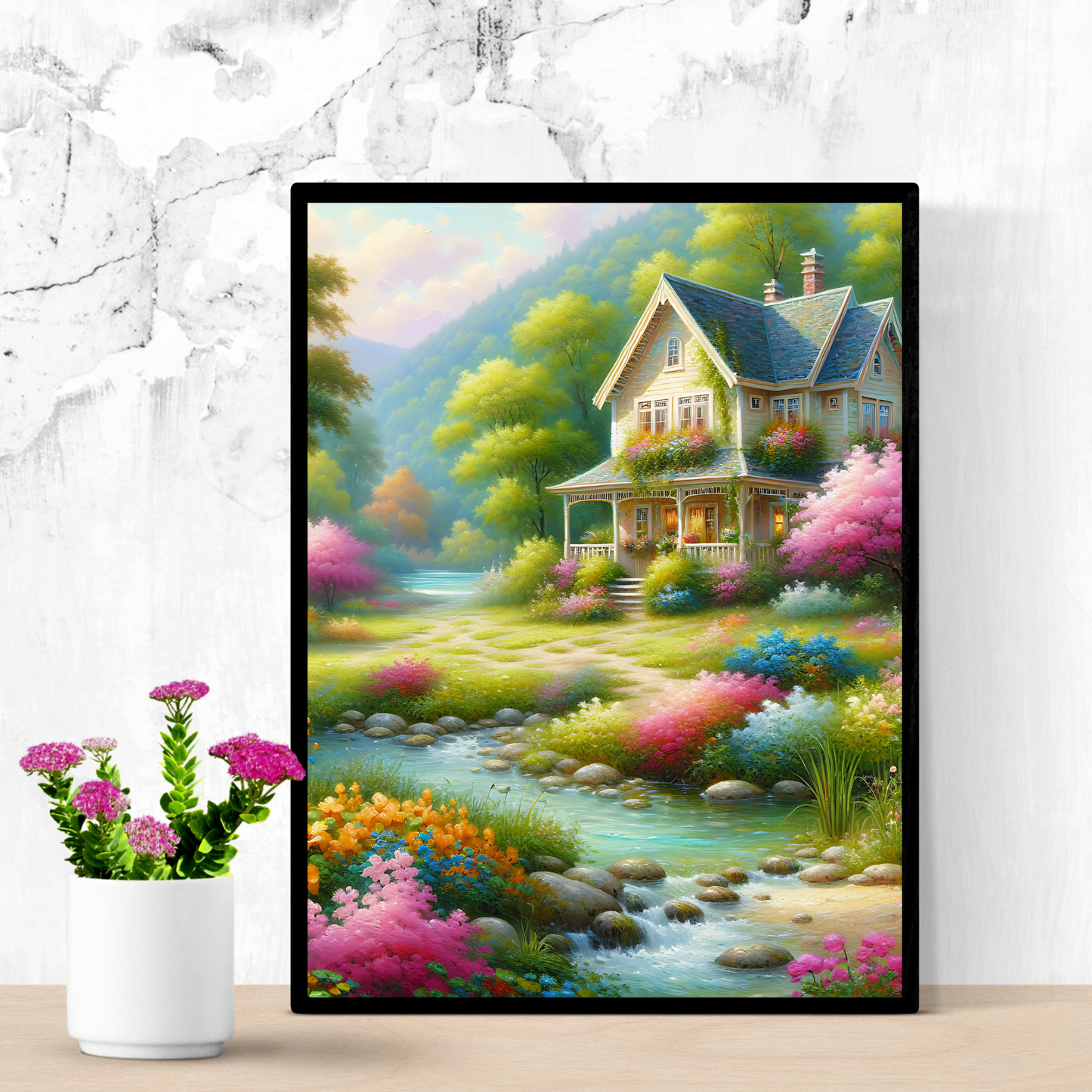 Enchanting Cottage by the River — Printable Wall Art