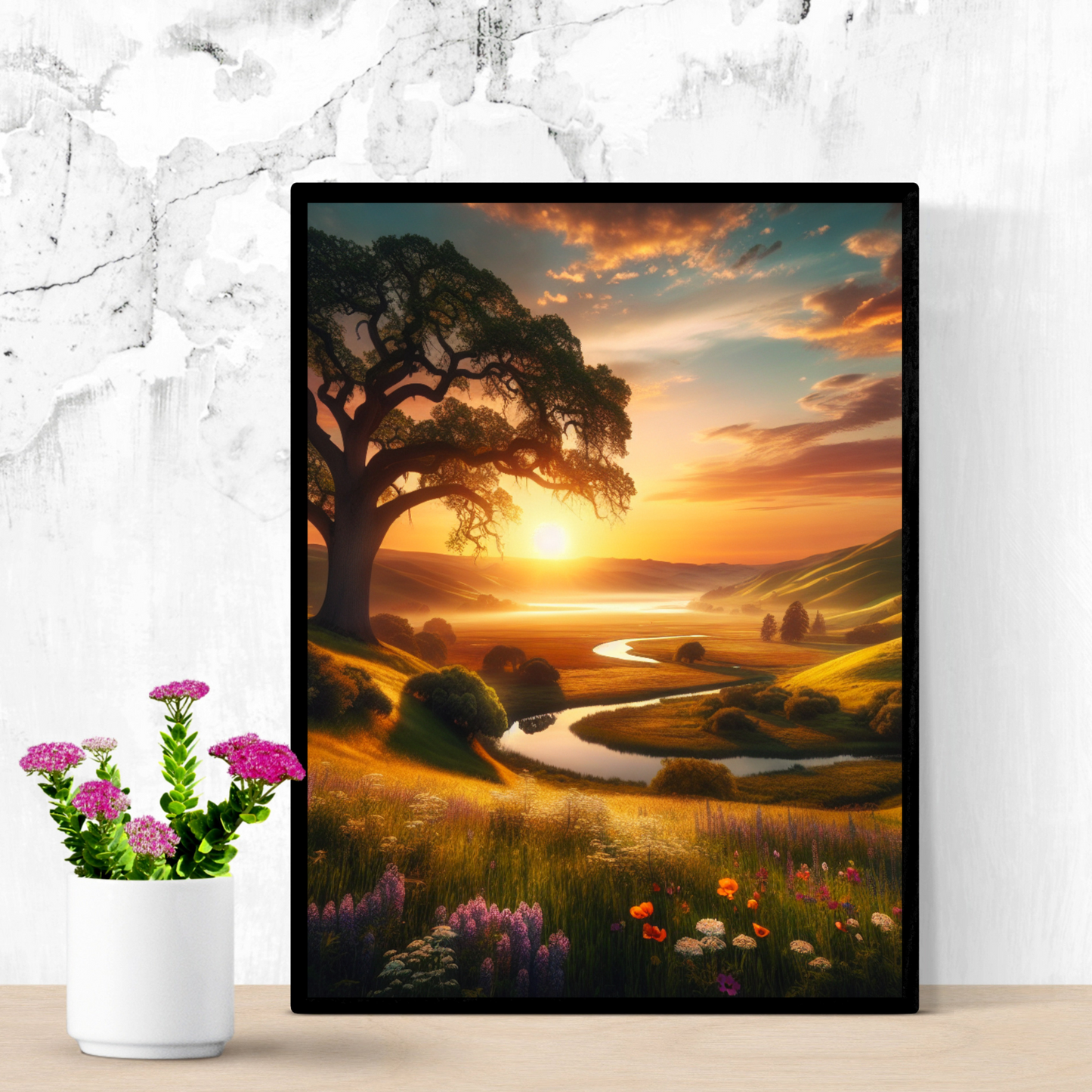 Golden Sunset Landscape — Printable Wall Art