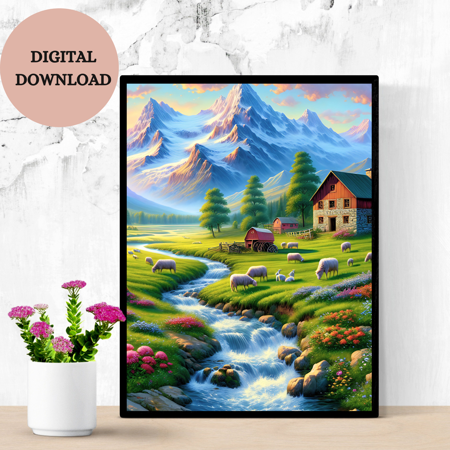 Peaceful Pastures & Mountain Bliss — Printable Wall Art