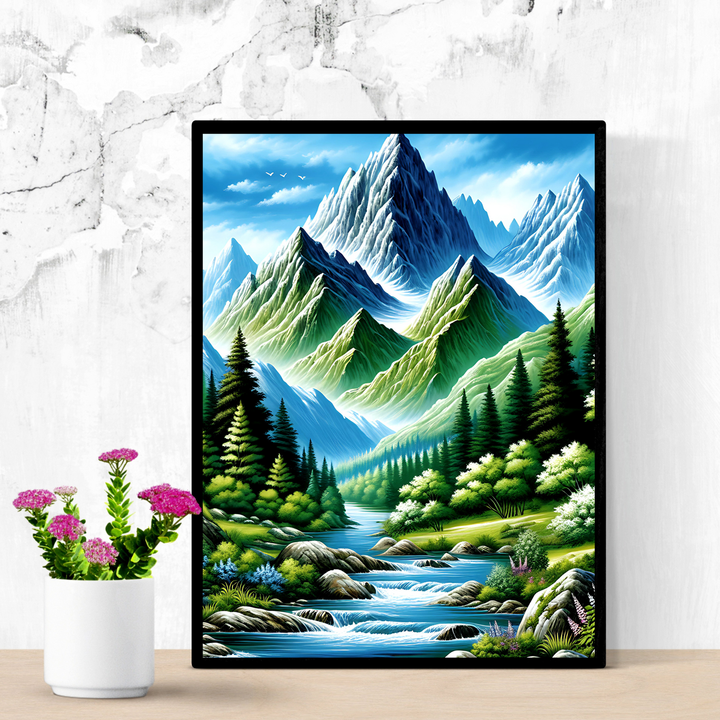 Majestic Mountain River Landscape - Nature Printable Wall Art