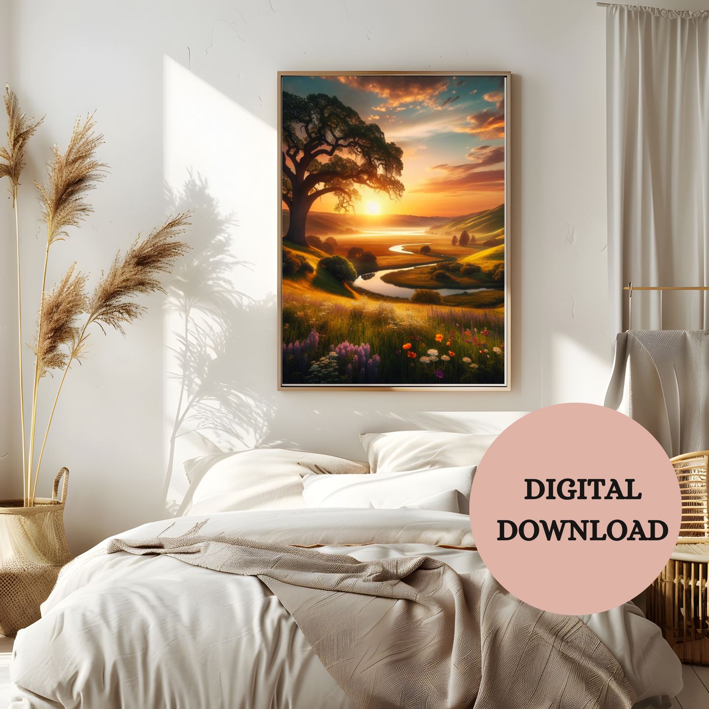 Golden Sunset Landscape — Printable Wall Art