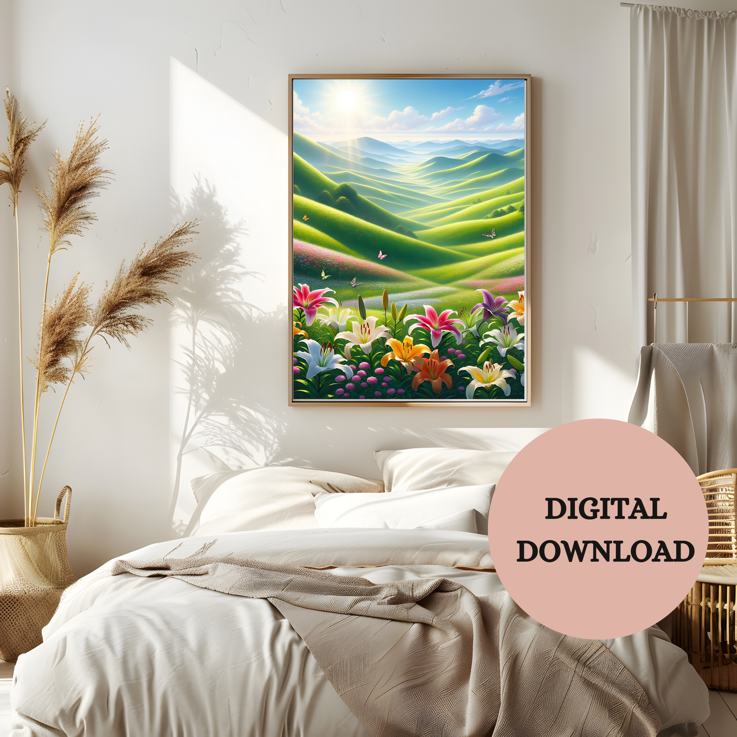 Floral Meadow Landscape — Printable Wall Art