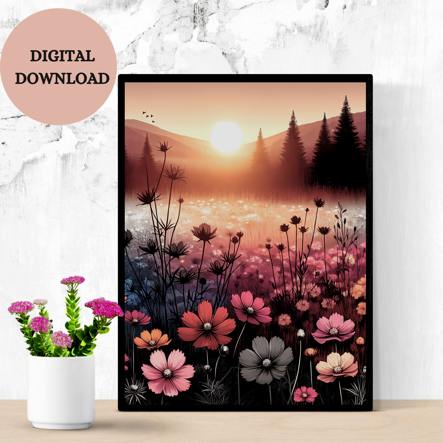 Twilight Blossom Serenade - Printable Wall Art