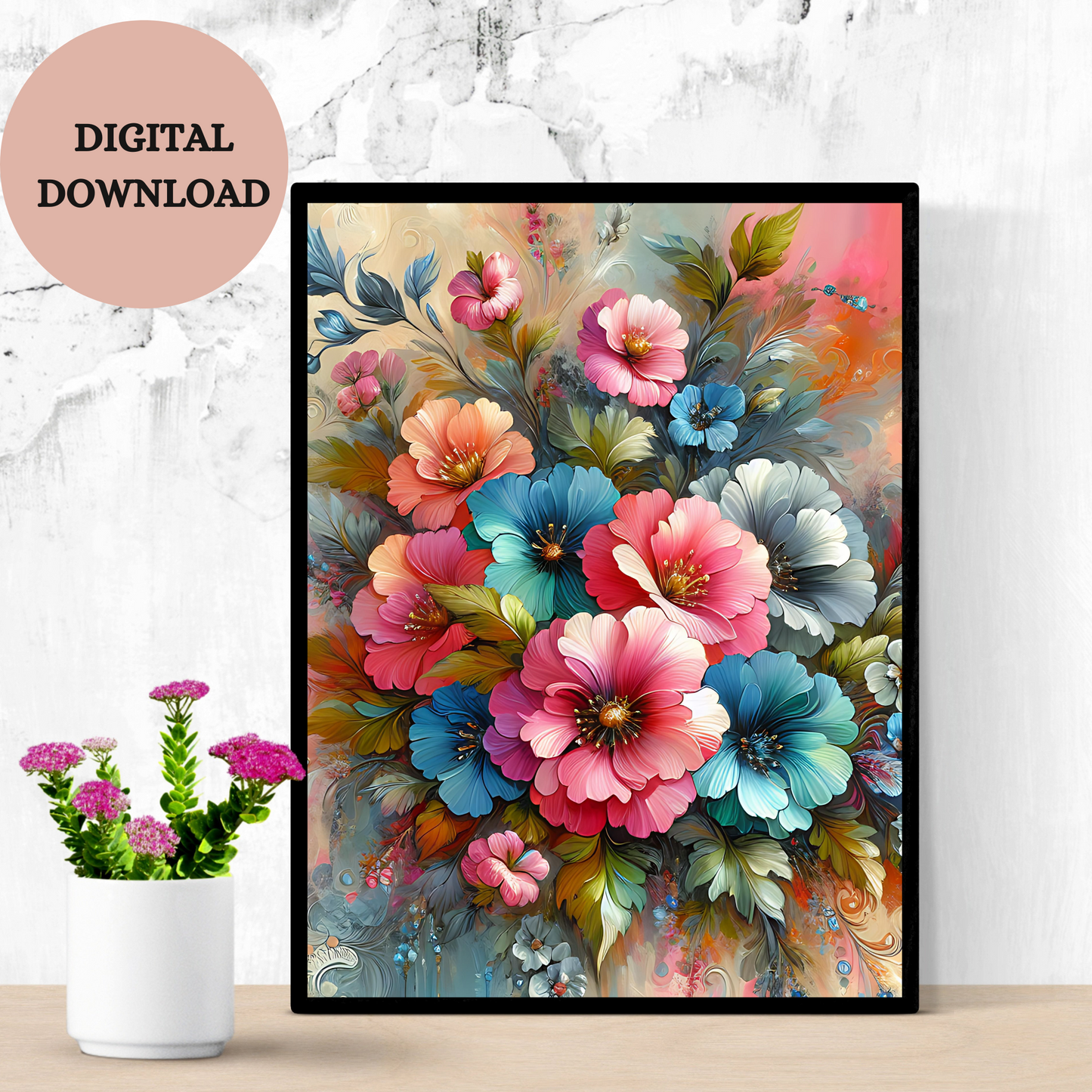Floral Bloom — Vibrant Botanical Digital Print