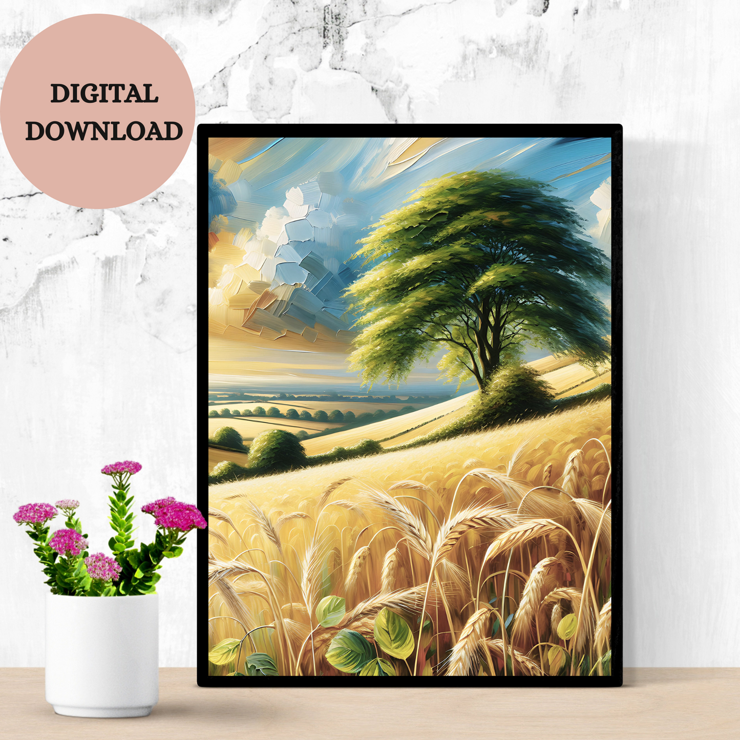Golden Wheat Field Landscape — Printable Wall Art